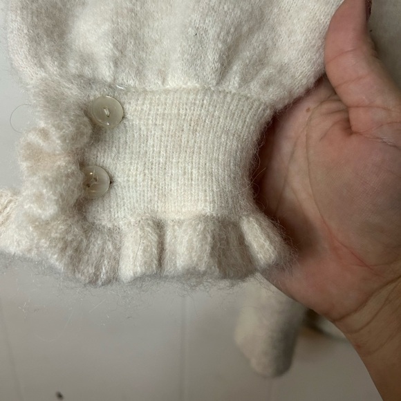 Selected Femme, size XXL wool/alpaca cream long sleeve frilled cuff sweater - Picture 3 of 8